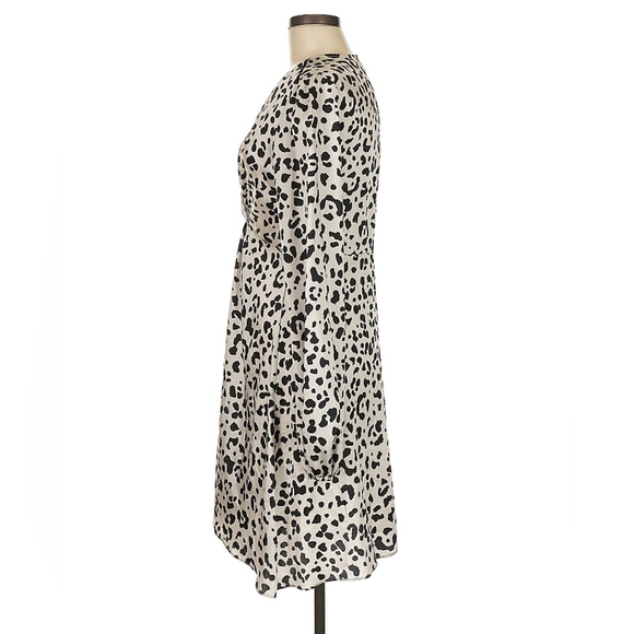PINKO Ivory Animal Print Tie Neck Midi Dress Size 6 - Picture 5 of 7